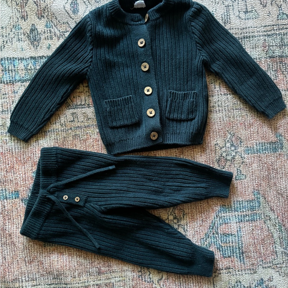 Jamie Kay Cozy Ribbed Knit Set - Dark emerald Green size 1yr